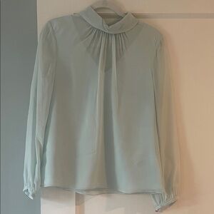Ted Baker London Mint Green High Neck Long Sleeve Blouse
